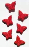 6 13x18mm Red Cinnabar Butterfly Beads